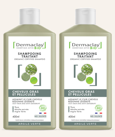 PACK DUO Shampoings CHEVEUX GRAS & PELLICULES - Certifié Bio**