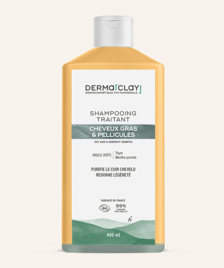 Shampoing cheveux gras pellicules 400 ml Dermaclay