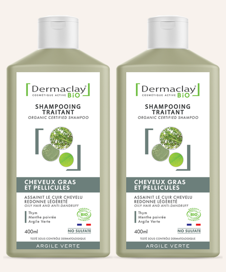 PACK DUO Shampoings CHEVEUX GRAS & PELLICULES - Certifié Bio**