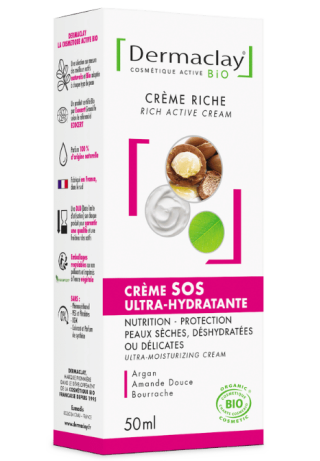 Crème pour le visage SOS ultra hydratante bio Dermaclay