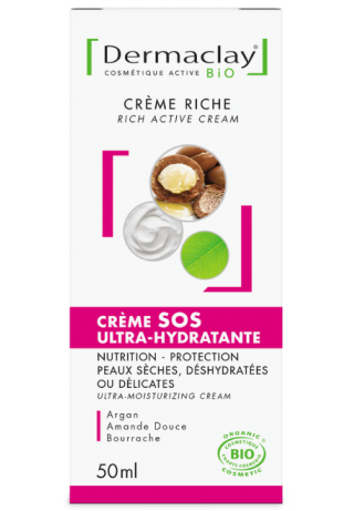Crème visage riche SOS ultra hydratante bio Dermaclay