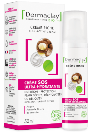 Packshot crème SOS ultra hydratation dermaclay