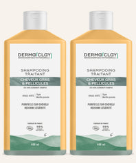 PACK DUO Shampoings CHEVEUX GRAS & PELLICULES Dermaclay