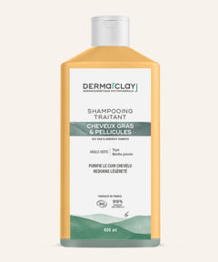 Shampoing cheveux gras pellicules 400 ml Dermaclay