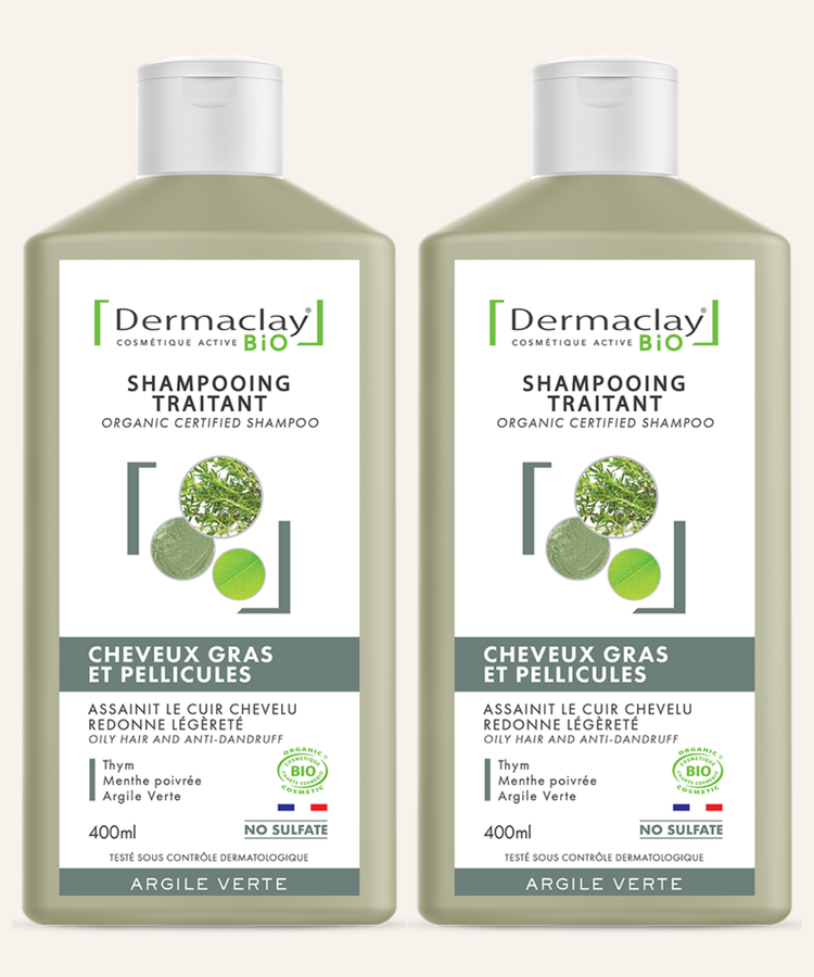 PACK DUO Shampoings CHEVEUX GRAS & PELLICULES - Certifié Bio**